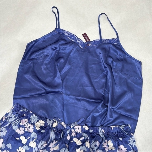 Adore Me Luana Plus Iris Print purple pajama set satin shorts tank 1x new w tags - Picture 2 of 10